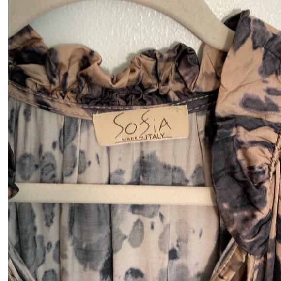 Sofia Brown and tan vneck‎ dress - Picture 2 of 6